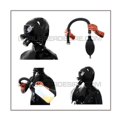 Deluxe NEORGA gasmask-zipperhood-system BUBBLE-N with inhaler-set, tube- and rebreathing-bag-set
